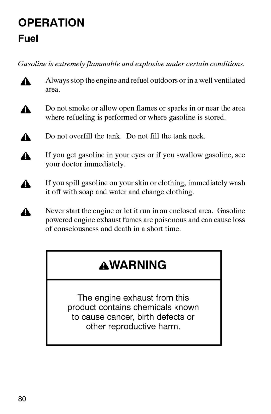 Polaris 2002 manual Fuel 