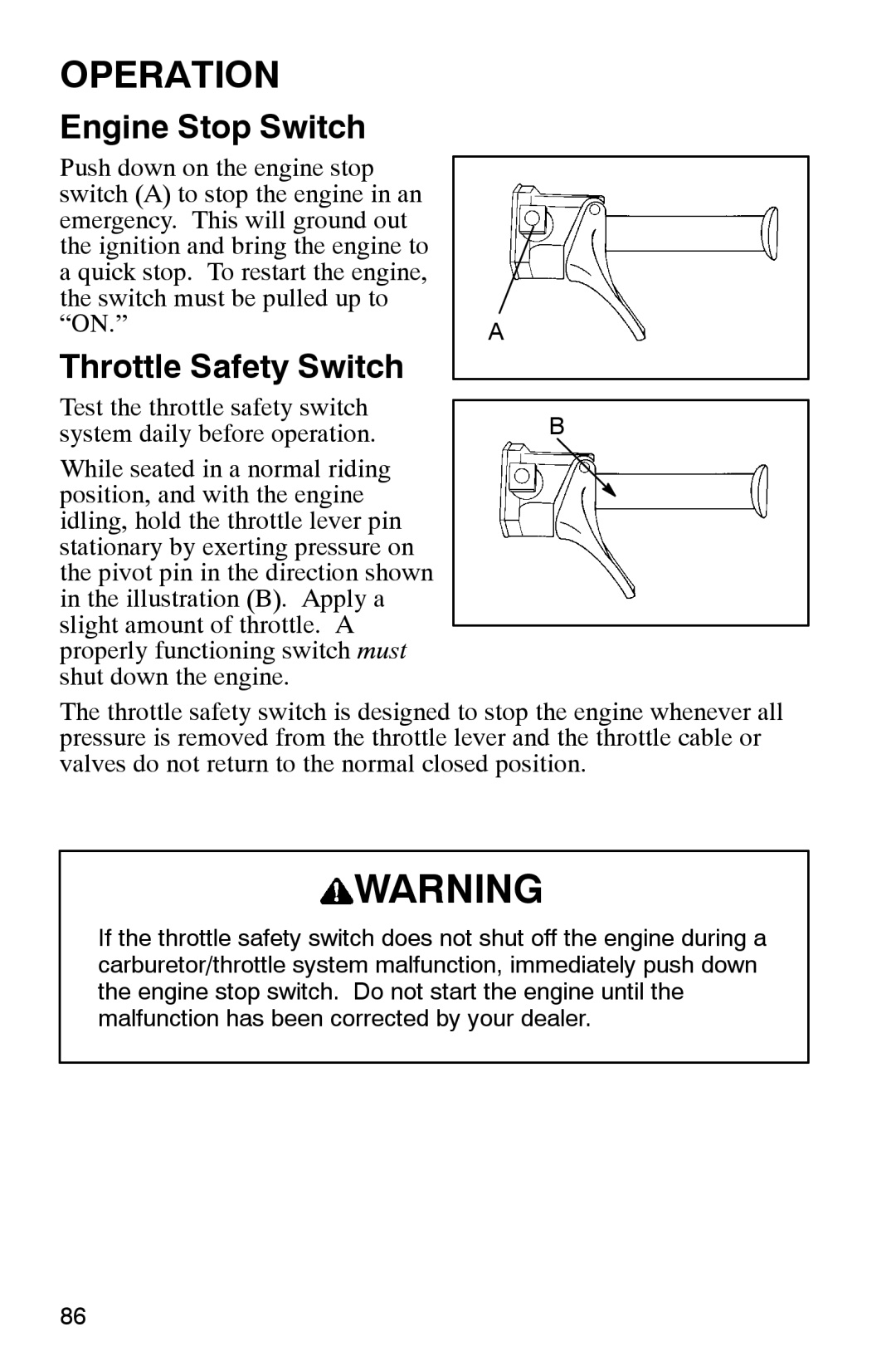 Polaris 2002 manual Engine Stop Switch 