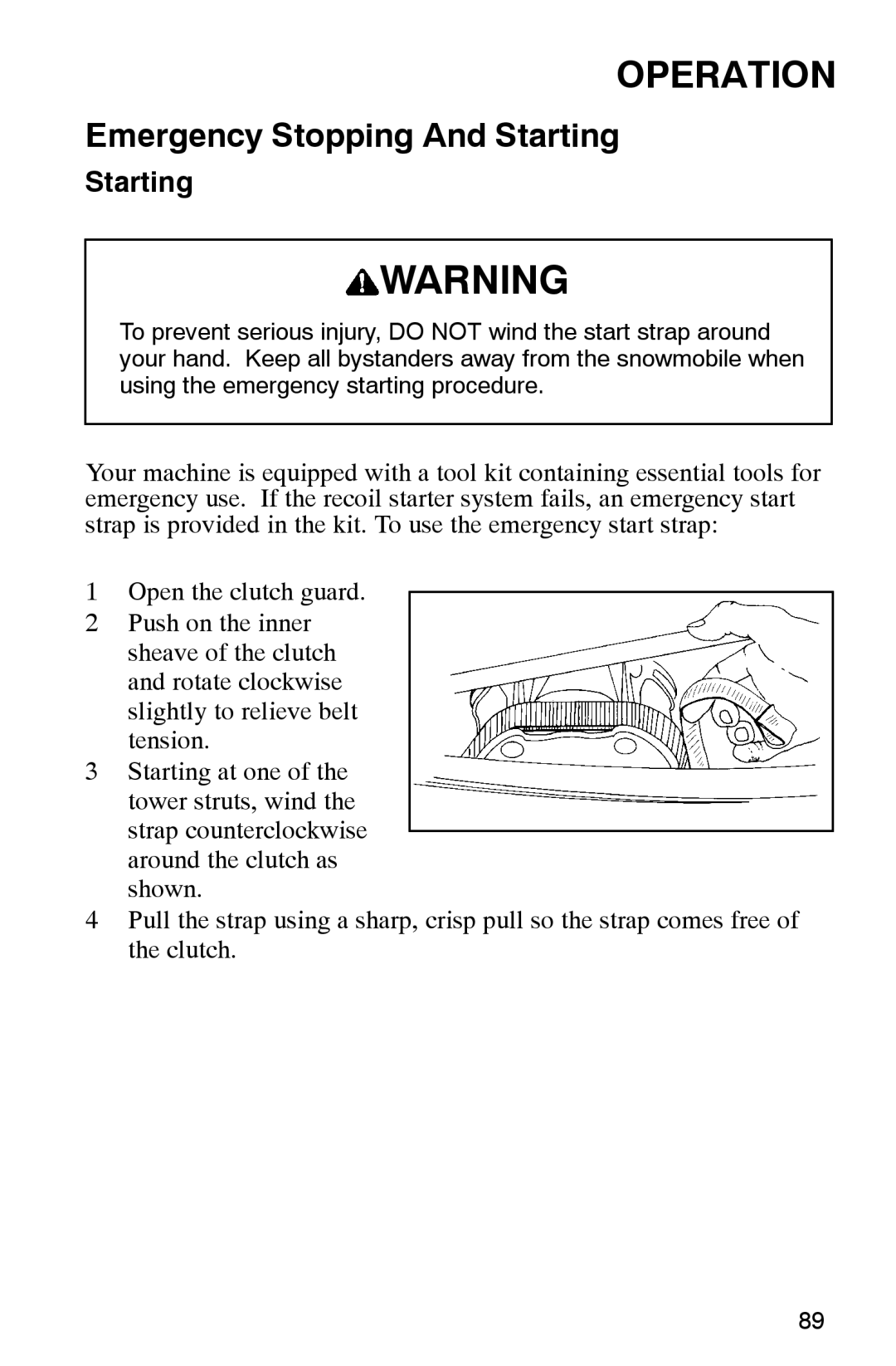 Polaris 2002 manual Starting 