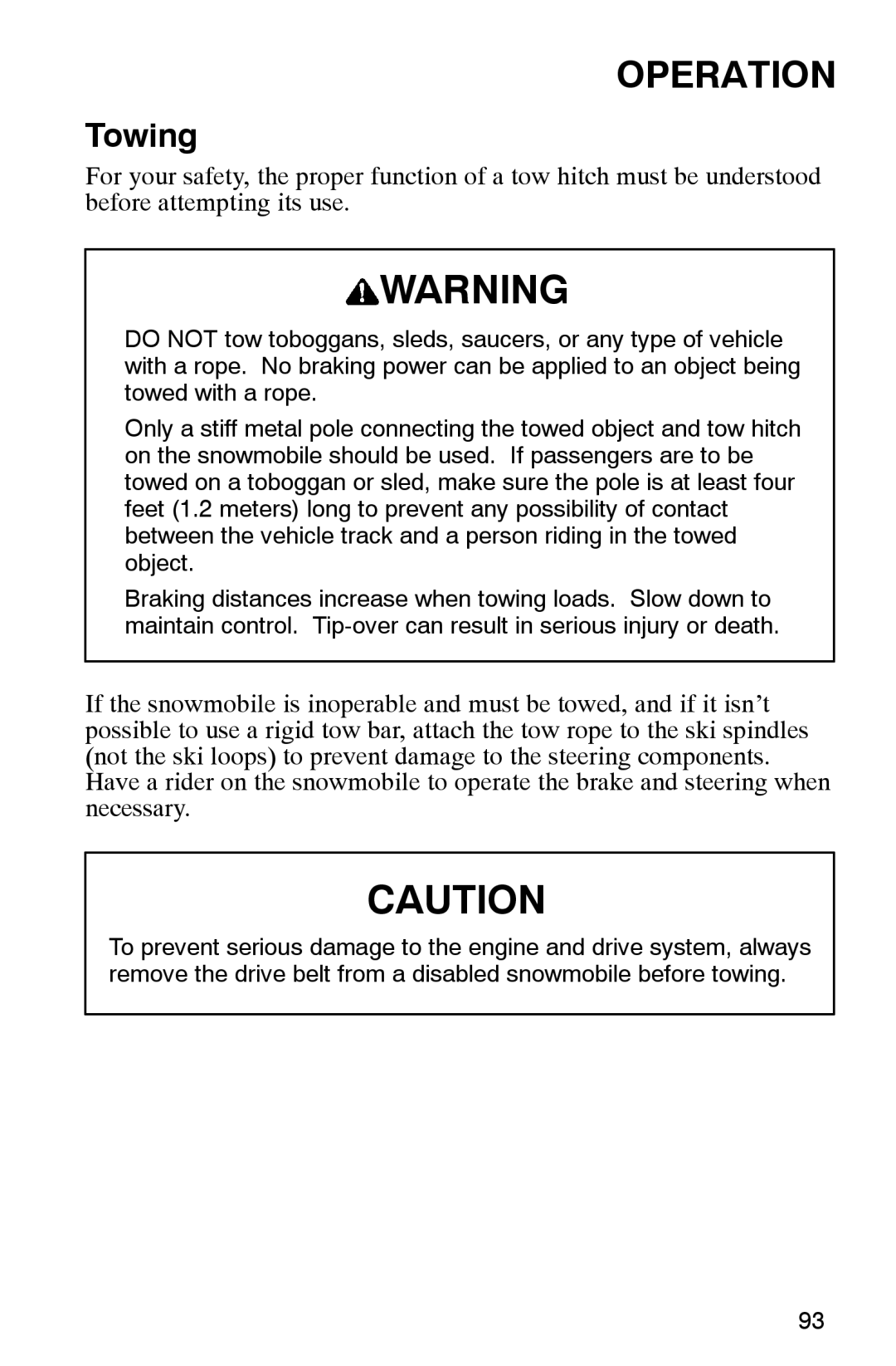 Polaris 2002 manual Towing 