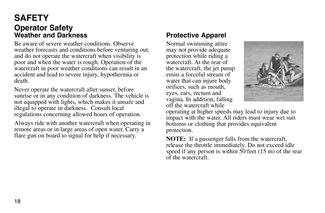 Polaris 2003 MSX owner manual Weather and Darkness, Protective Apparel 