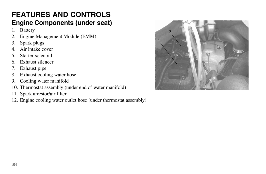 Polaris 2003 MSX owner manual Engine Components under seat 