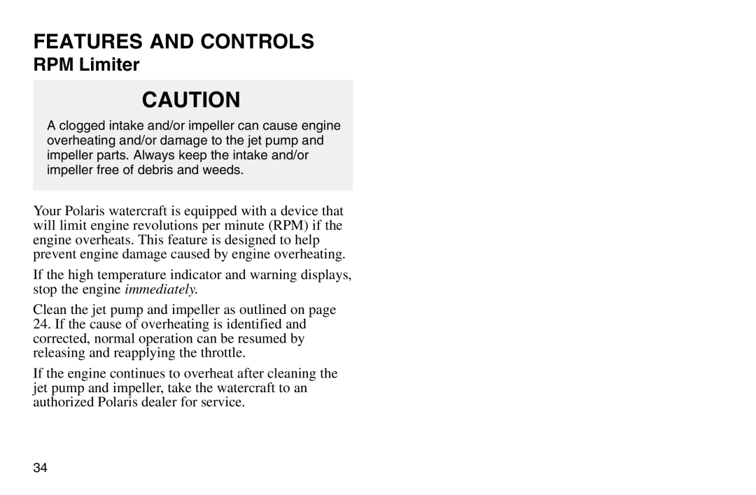 Polaris 2003 MSX owner manual RPM Limiter 