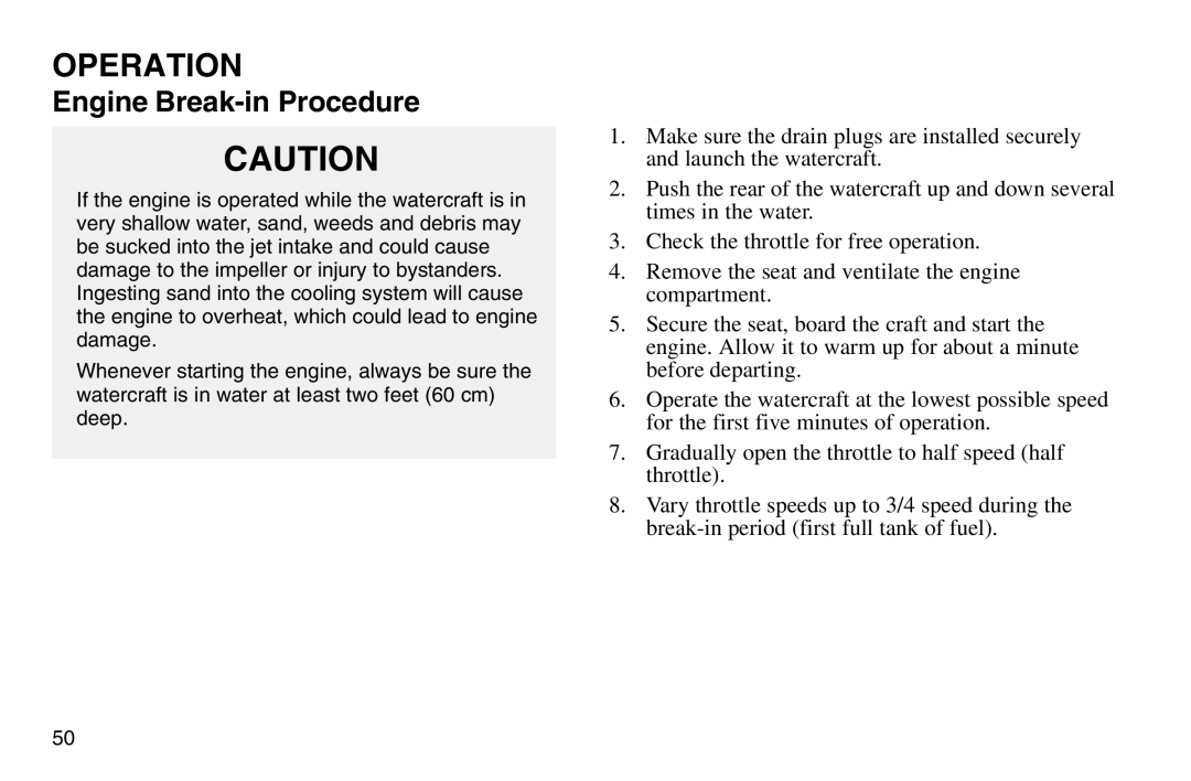 Polaris 2003 MSX owner manual Operation 