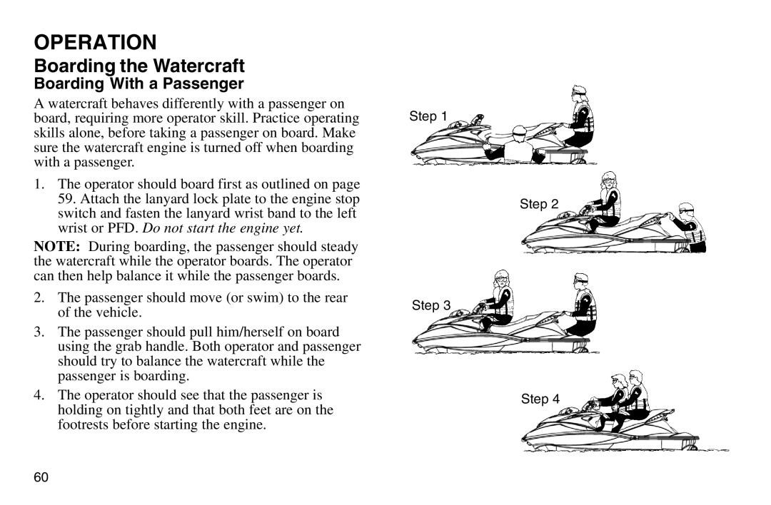 Polaris 2003 MSX owner manual Boarding With a Passenger 