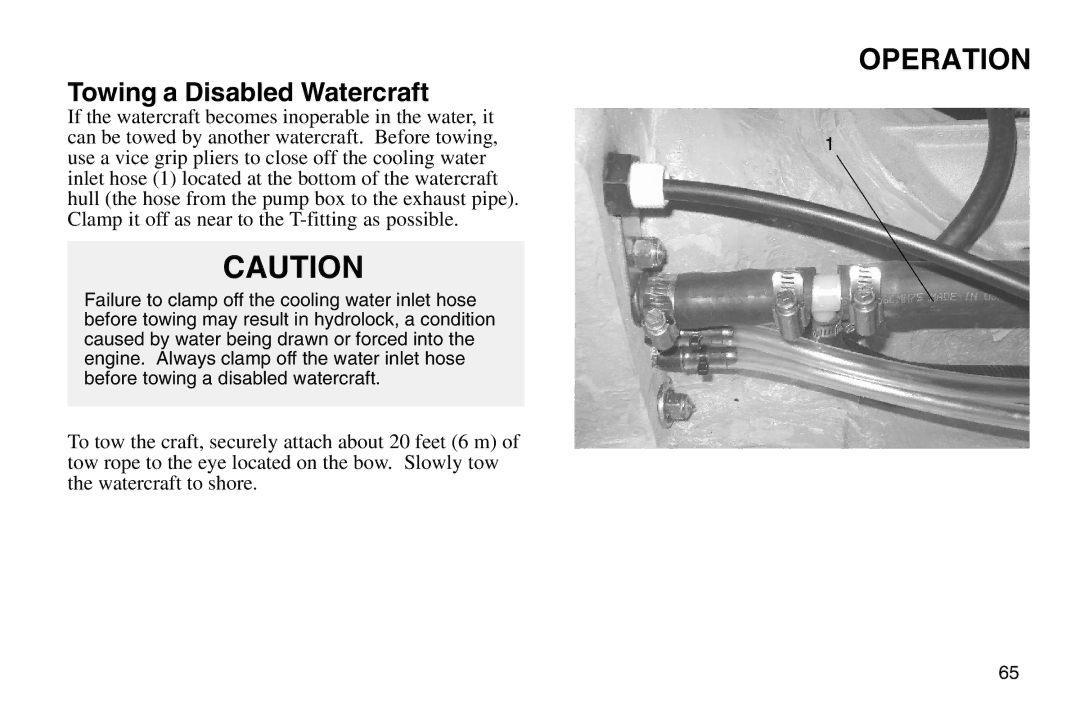 Polaris 2003 MSX owner manual Towing a Disabled Watercraft 