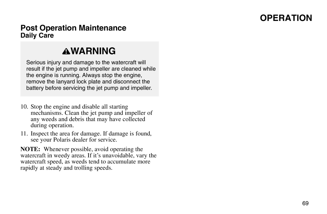 Polaris 2003 MSX owner manual Operation 