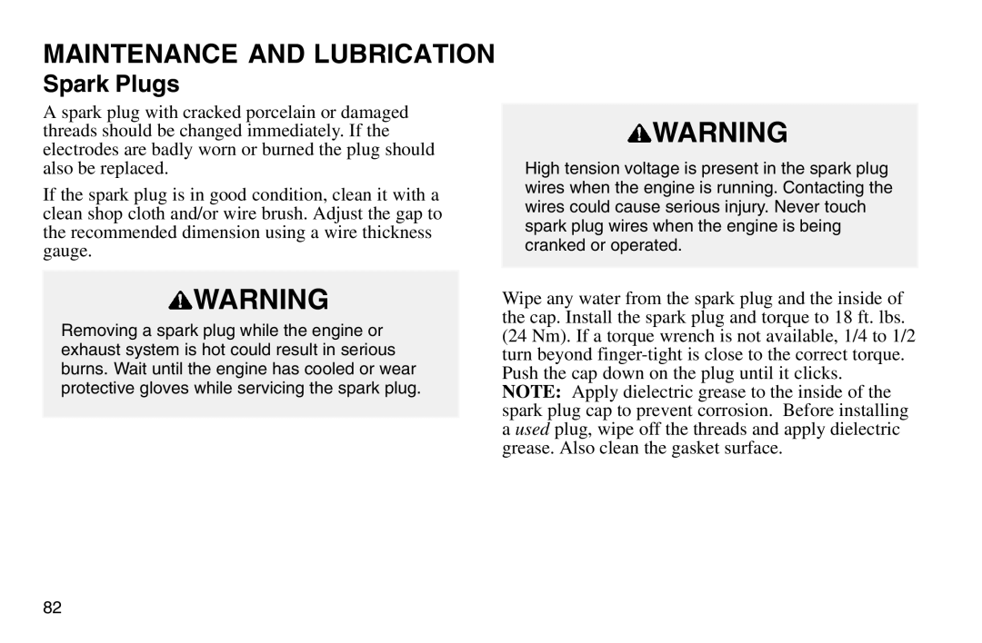 Polaris 2003 MSX owner manual Maintenance and Lubrication 