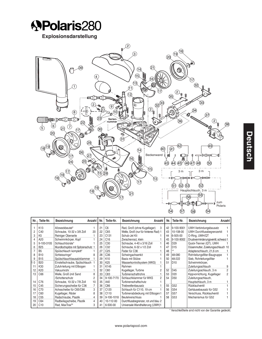 Polaris 280 owner manual Explosionsdarstellung 