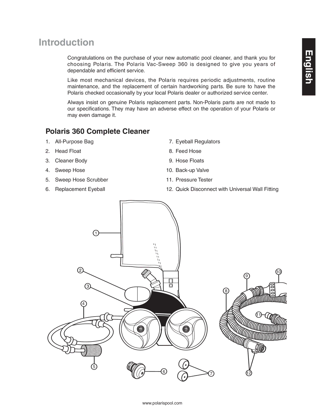 Polaris owner manual Introduction, Polaris 360 Complete Cleaner 