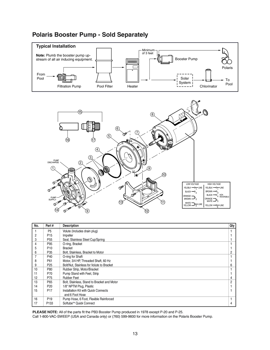 Polaris 380 owner manual Polaris Booster Pump Sold Separately, Typical Installation 