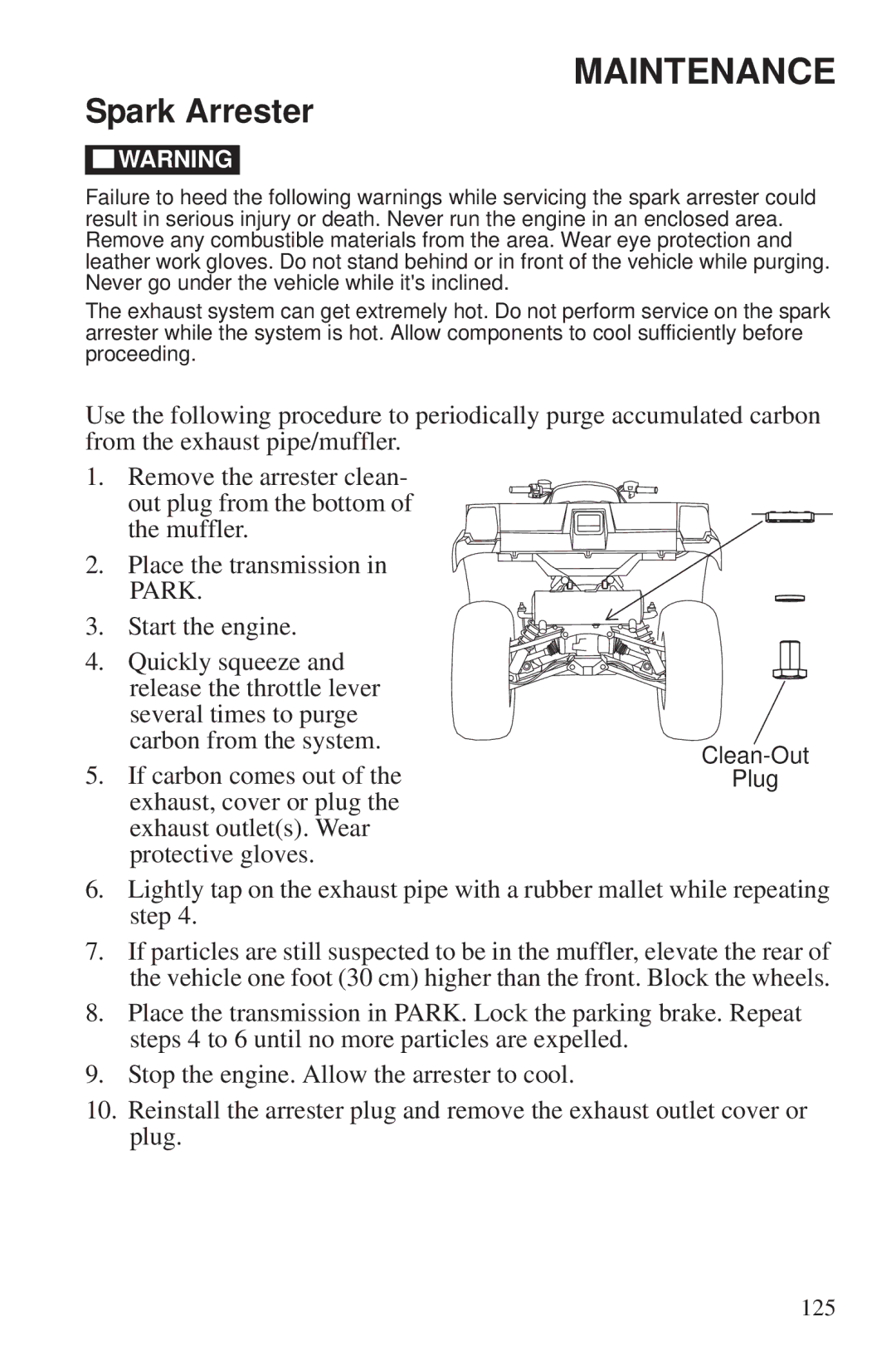 Polaris 550 EPS owner manual Spark Arrester 