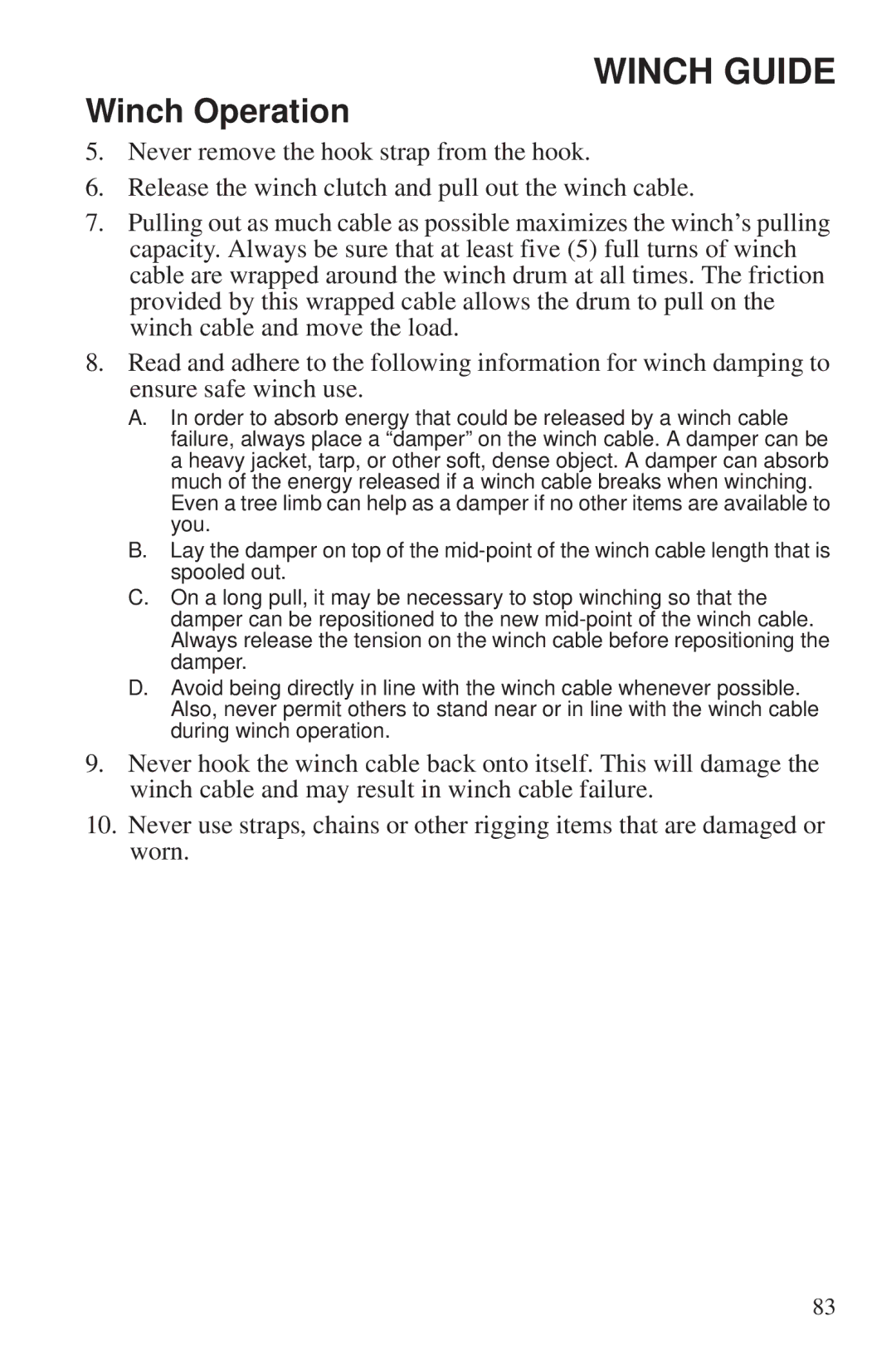 Polaris 550 EPS owner manual Winch Guide 