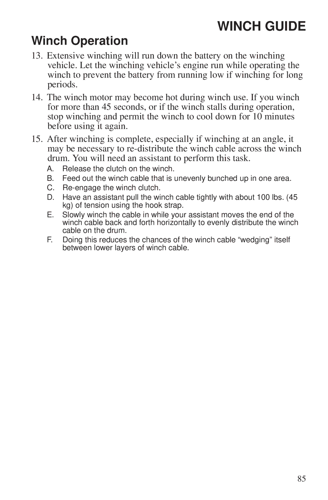 Polaris 550 EPS owner manual Winch Guide 