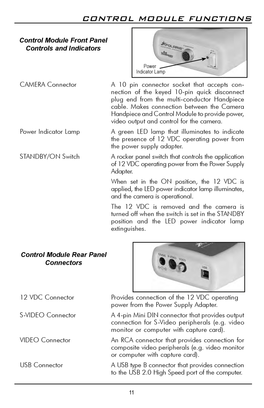 Polaris D7500 manual Control Module Functions, Control Module Front Panel Controls and Indicators 