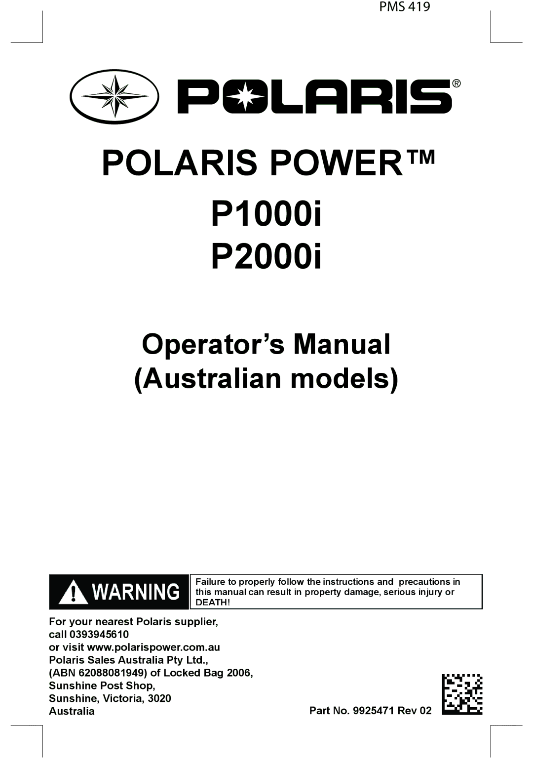 Polaris P1000i, P2000i manual Polaris Power 