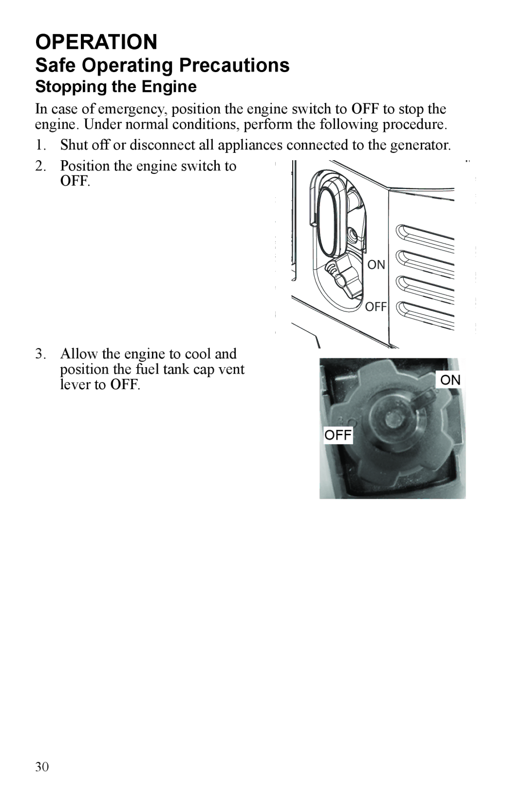 Polaris P1000i, P2000i manual Stopping the Engine 