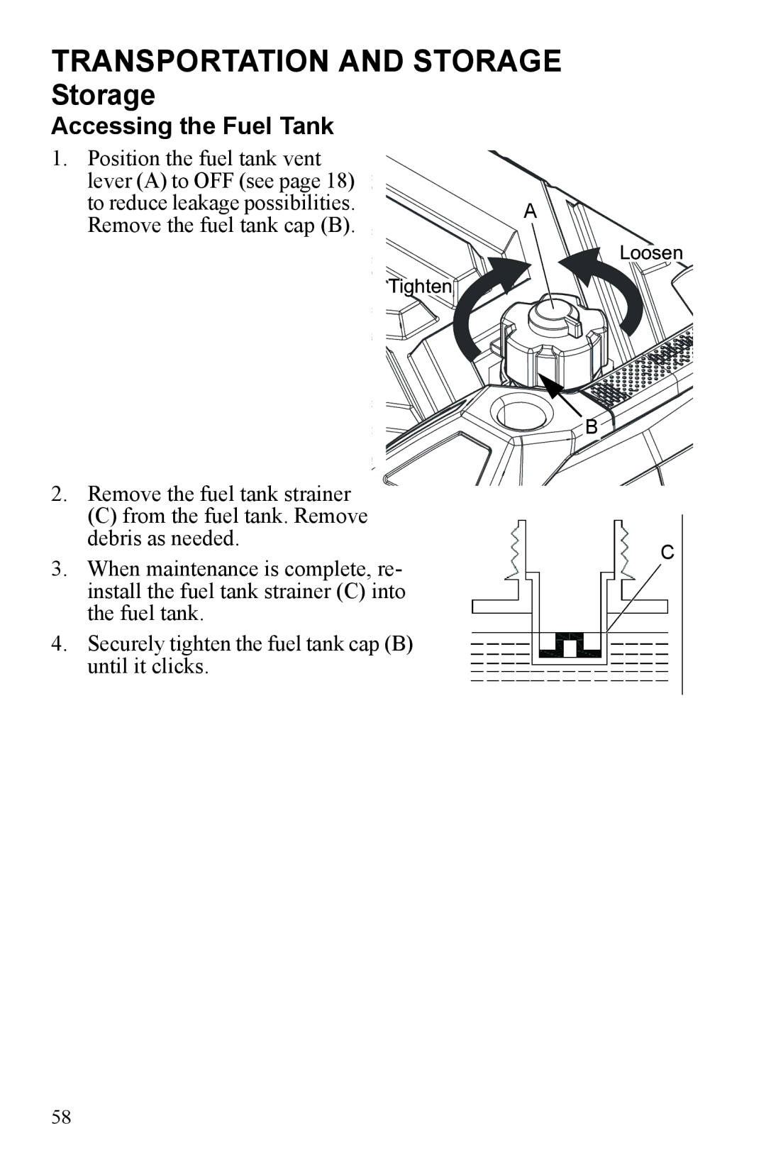 Polaris P1000i, P2000i manual Accessing the Fuel Tank 