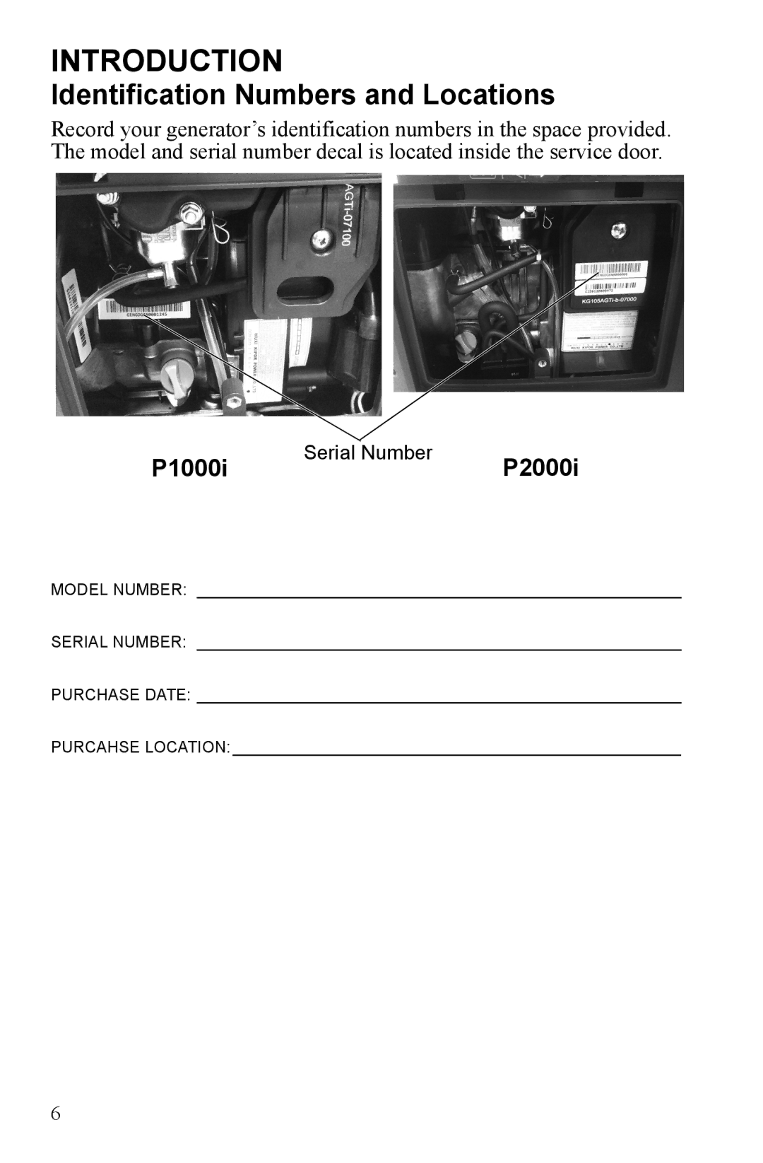 Polaris manual Identification Numbers and Locations, P1000iP2000i 