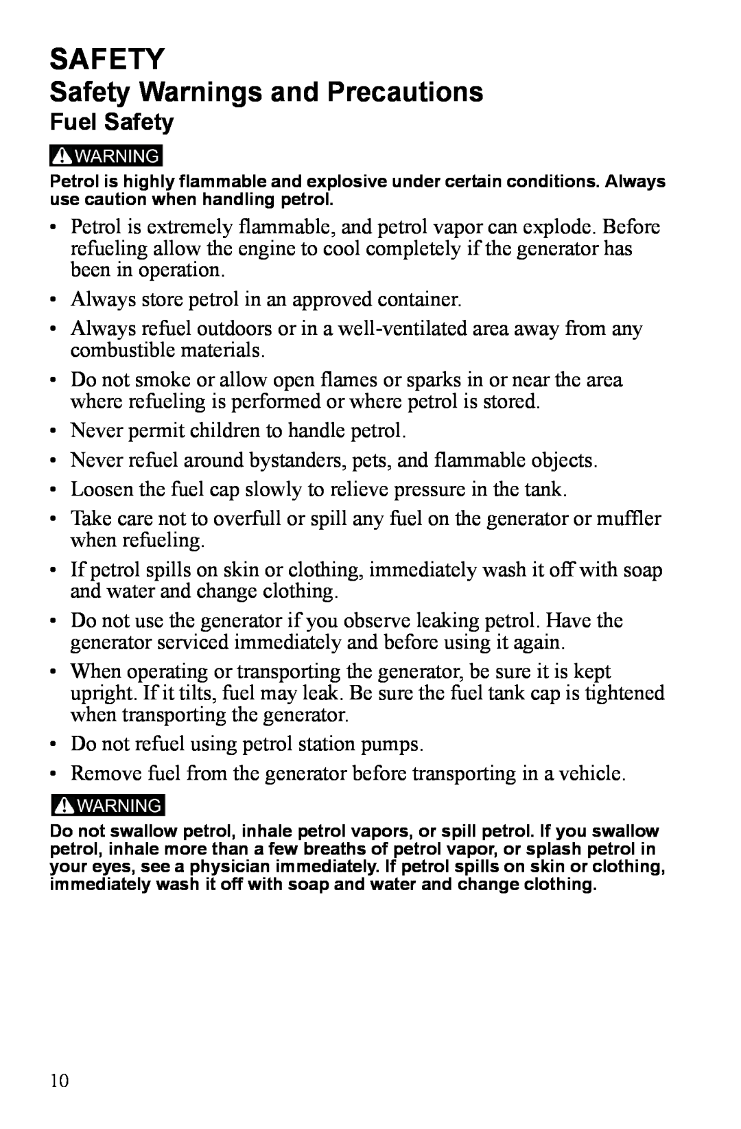 Polaris P3000iE manual Fuel Safety 