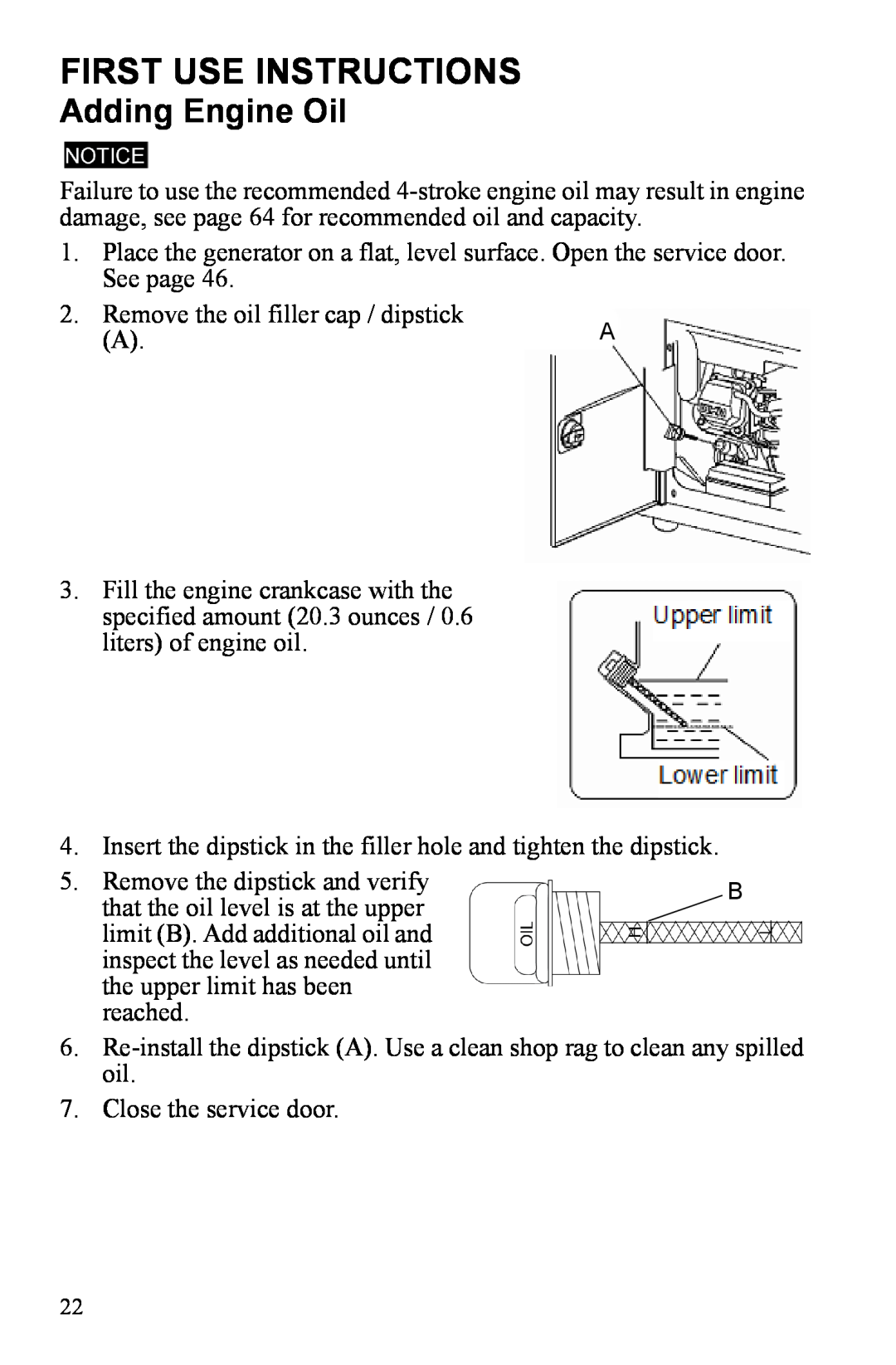 Polaris P3000iE manual First Use Instructions, Adding Engine Oil 
