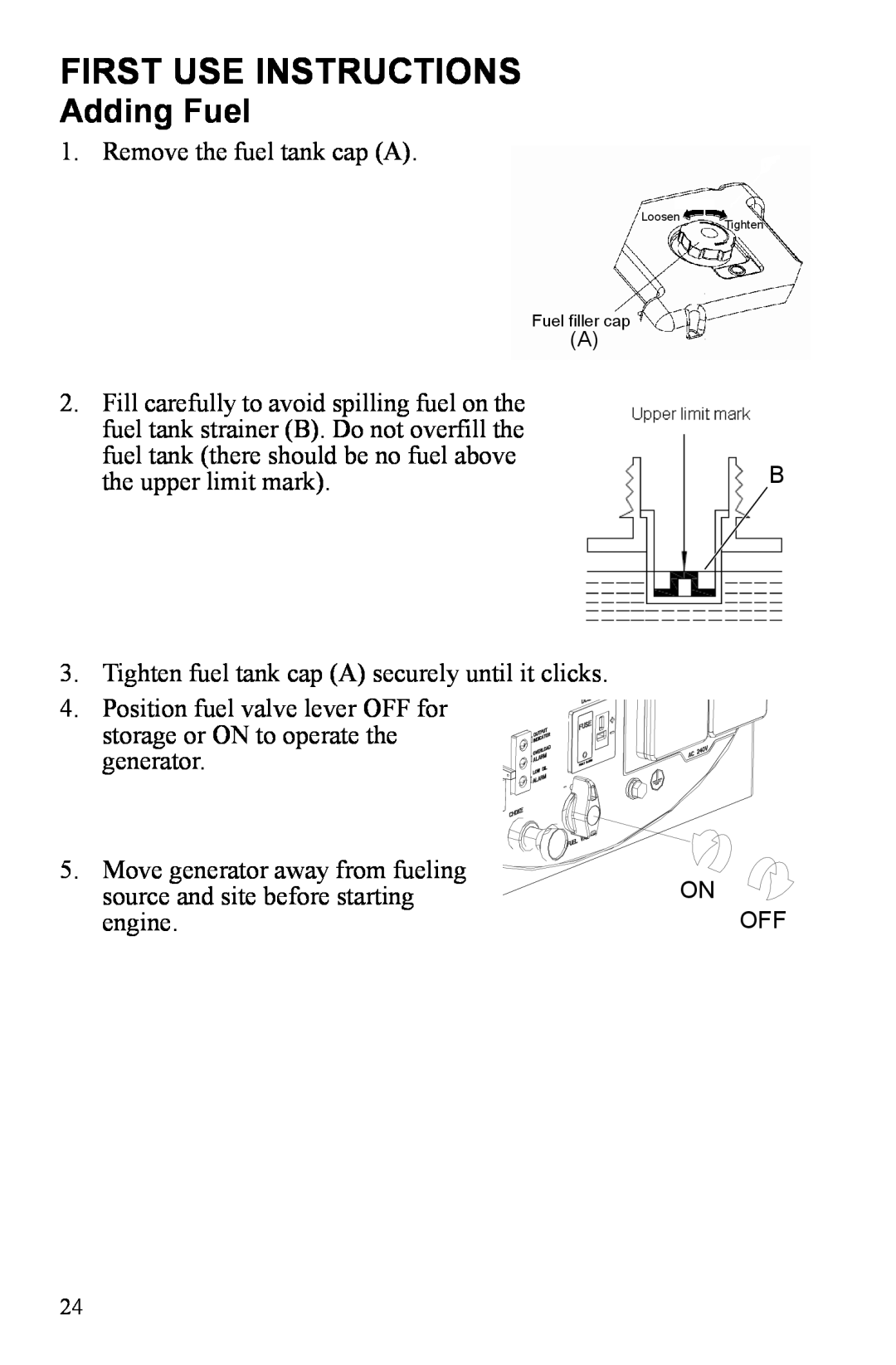 Polaris P3000iE manual First Use Instructions, Adding Fuel 