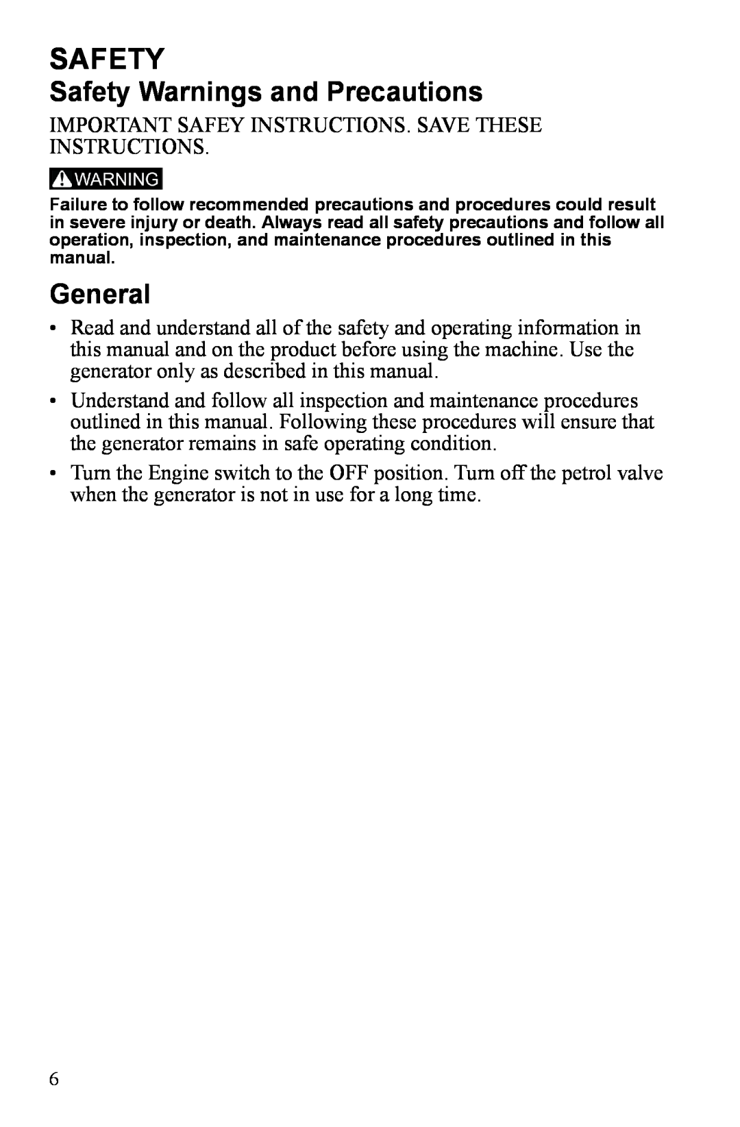 Polaris P3000iE manual Safety Warnings and Precautions, General 