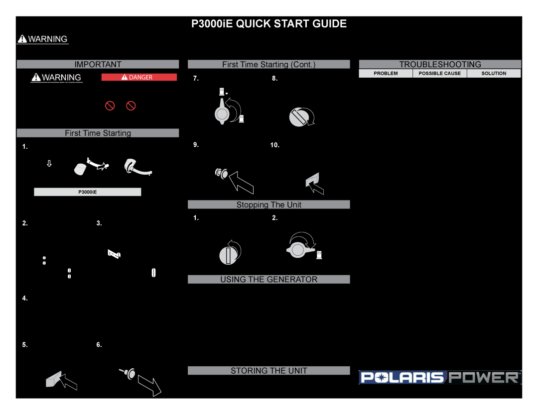 Polaris manual POLARIS POWER P3000iE, Operator’s Manual Australian model, Death 
