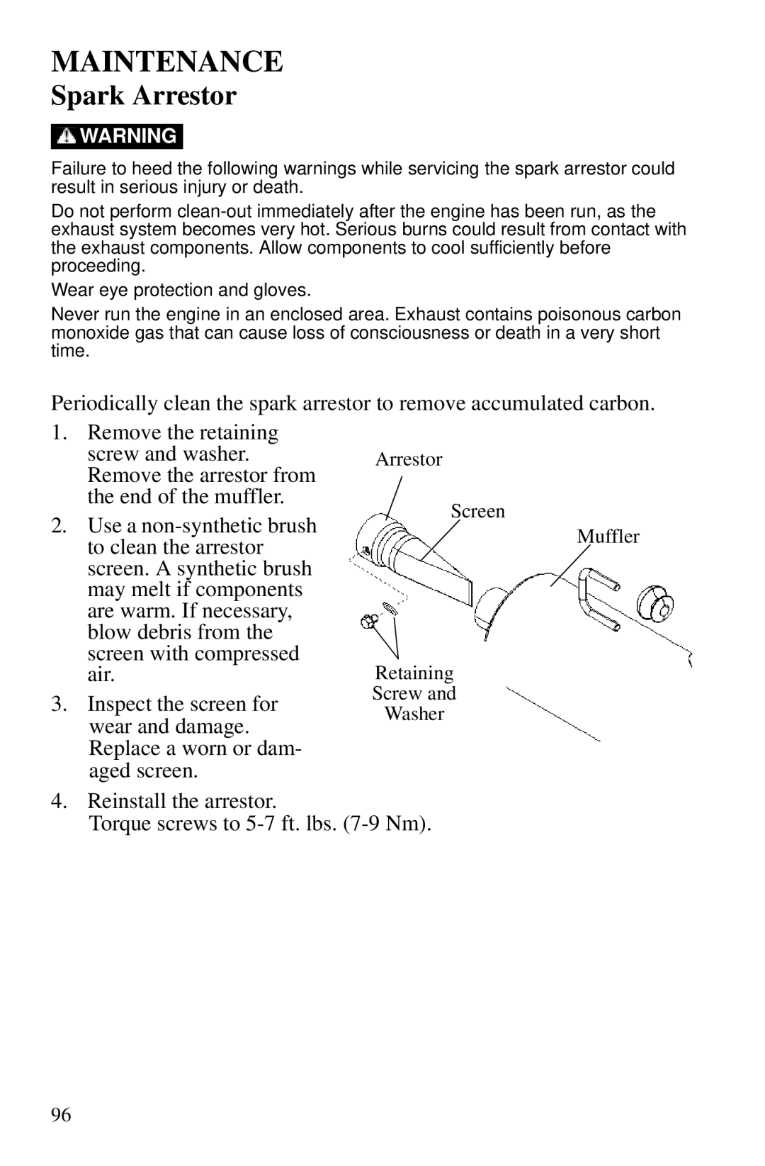 Polaris PMS 419 owner manual Spark Arrestor 