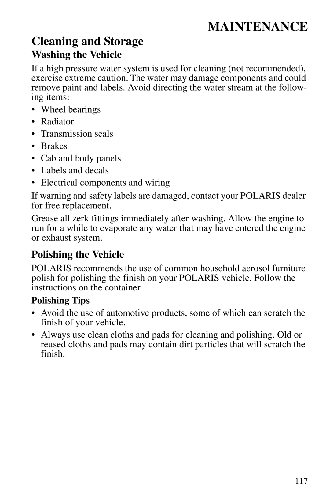 Polaris PMS 419 owner manual Polishing the Vehicle, Polishing Tips 