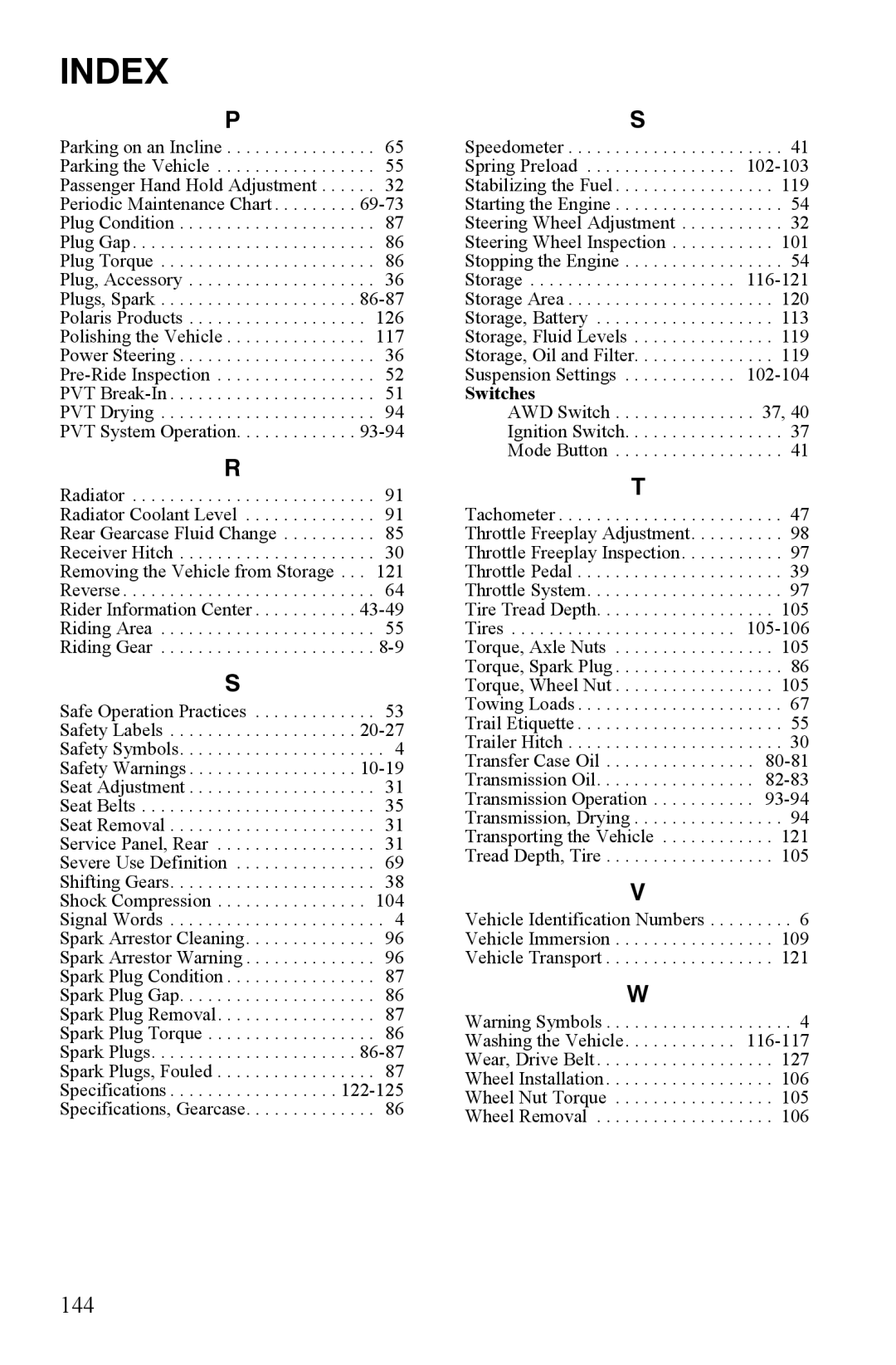 Polaris PMS 419 owner manual 144 