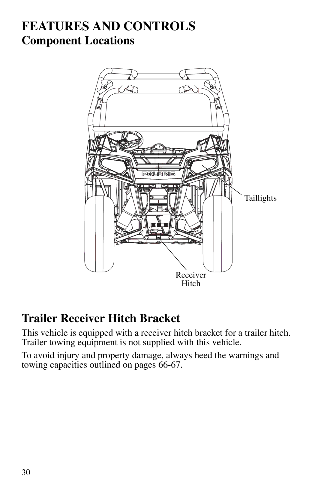 Polaris PMS 419 owner manual Trailer Receiver Hitch Bracket 