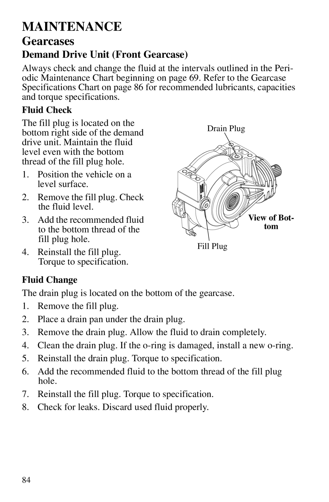 Polaris PMS 419 owner manual Demand Drive Unit Front Gearcase 