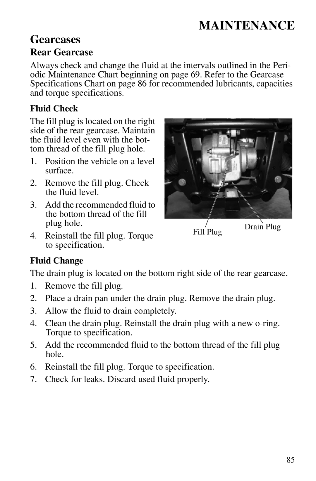 Polaris PMS 419 owner manual Rear Gearcase 