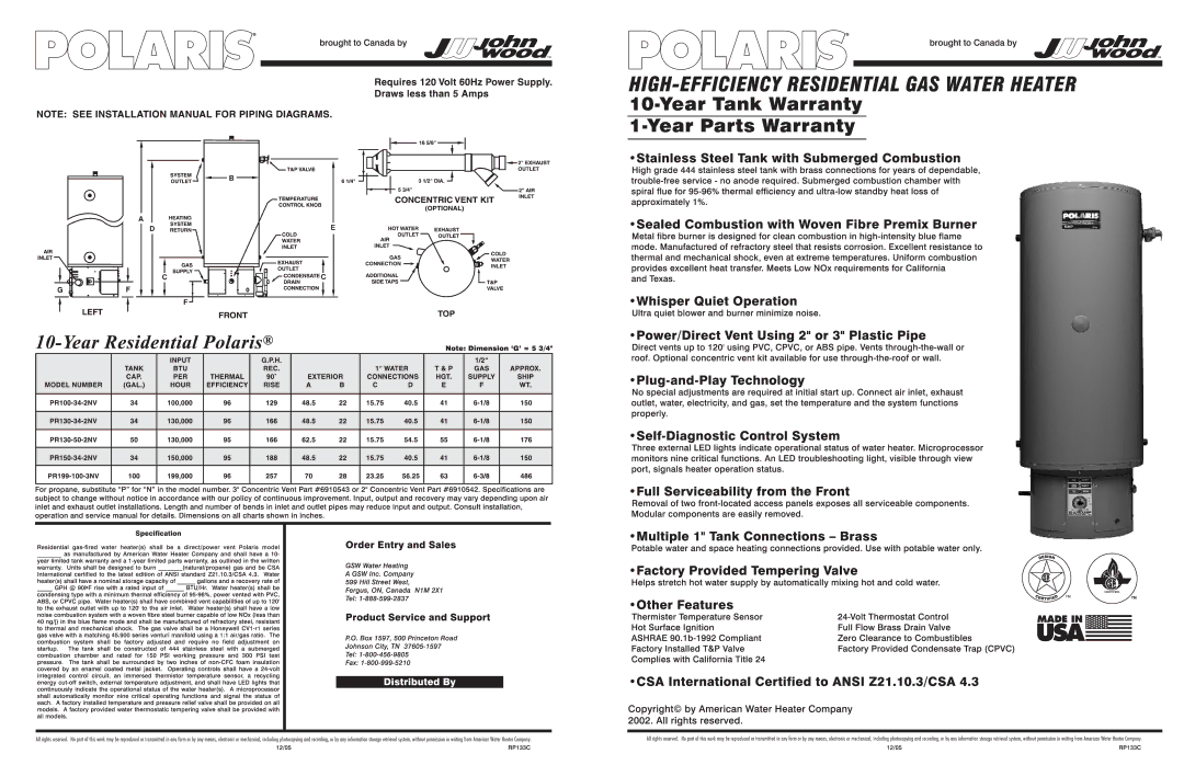 Polaris PR199-100-3NV, PR130-50-2NV, PR100-34-2NV, PR150-34-2NV, PR130-34-2NV manual 