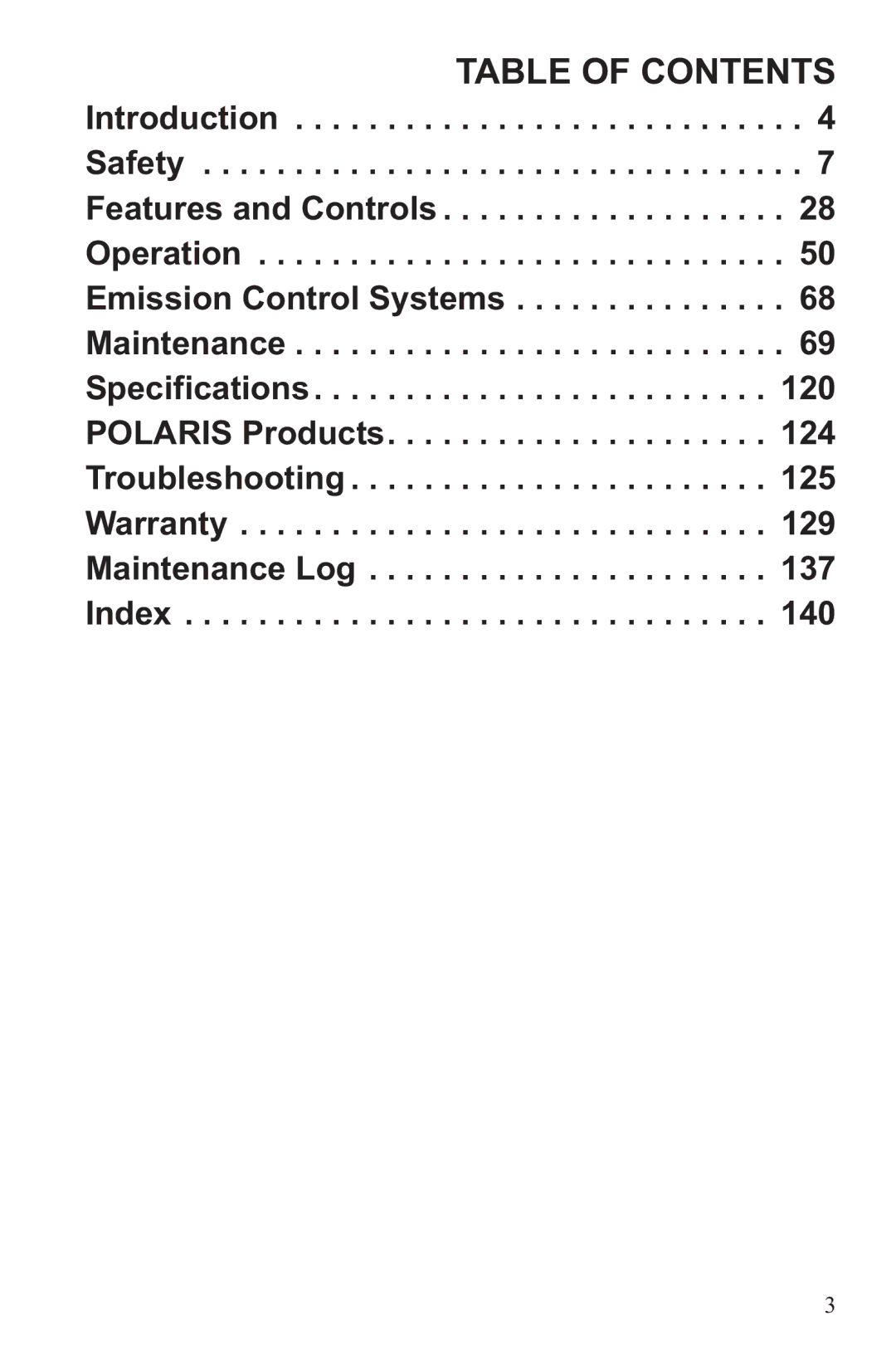 Polaris RZR XP 900, RZR XP 4 900 owner manual Table of Contents 