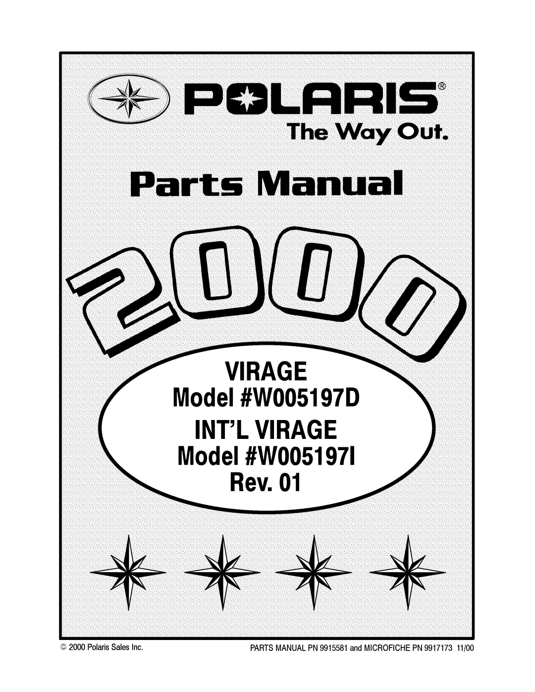 Polaris W005197I, W005197D manual Virage 