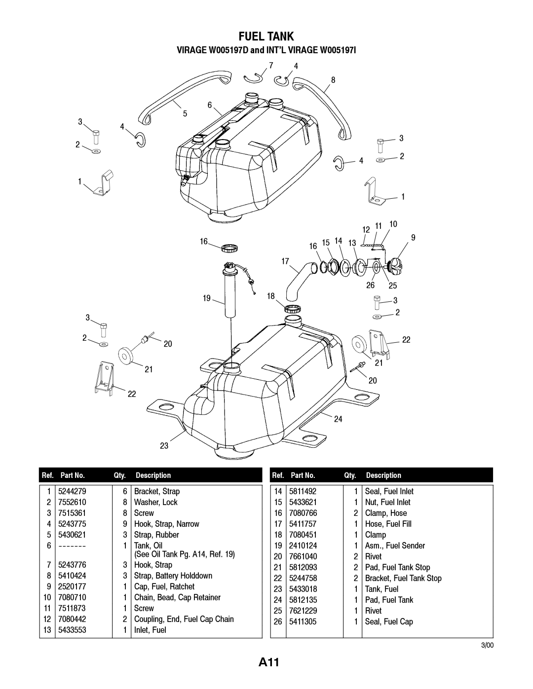 Polaris W005197I, W005197D manual Fuel Tank 