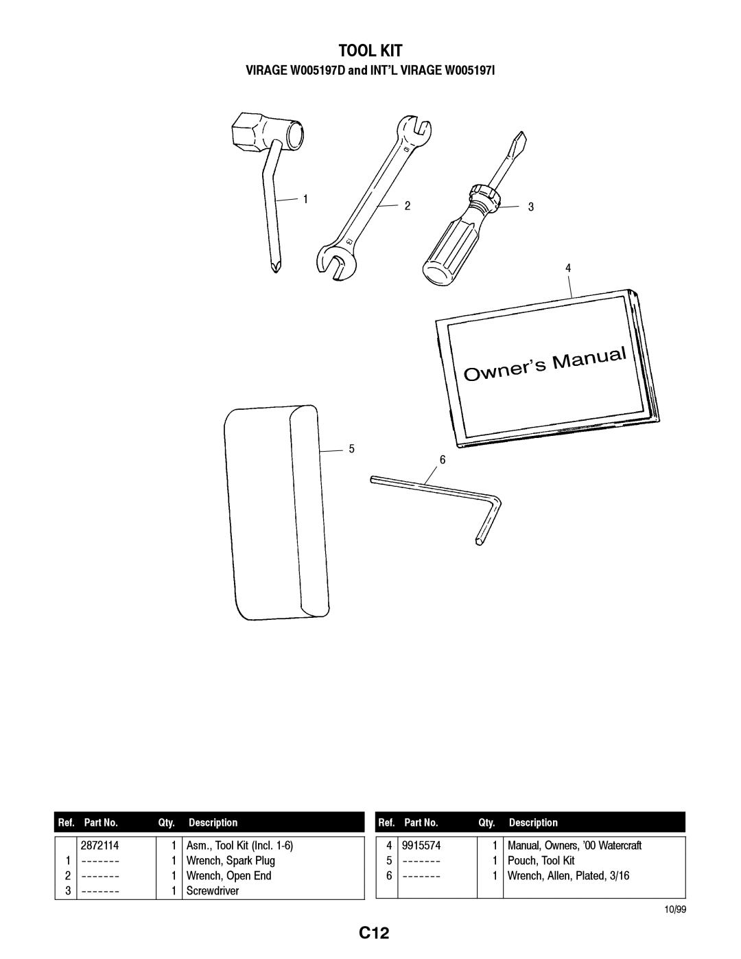 Polaris W005197D, W005197I manual Tool KIT 