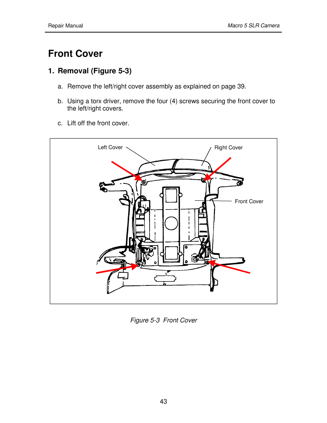 Polaroid 111523 manual Front Cover, Removal Figure 