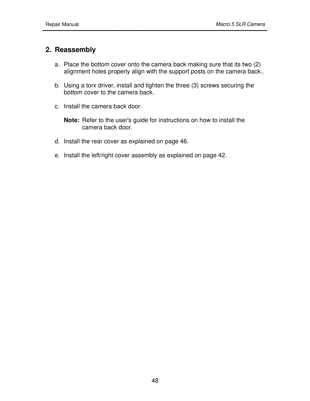 Polaroid 111523 manual Reassembly 