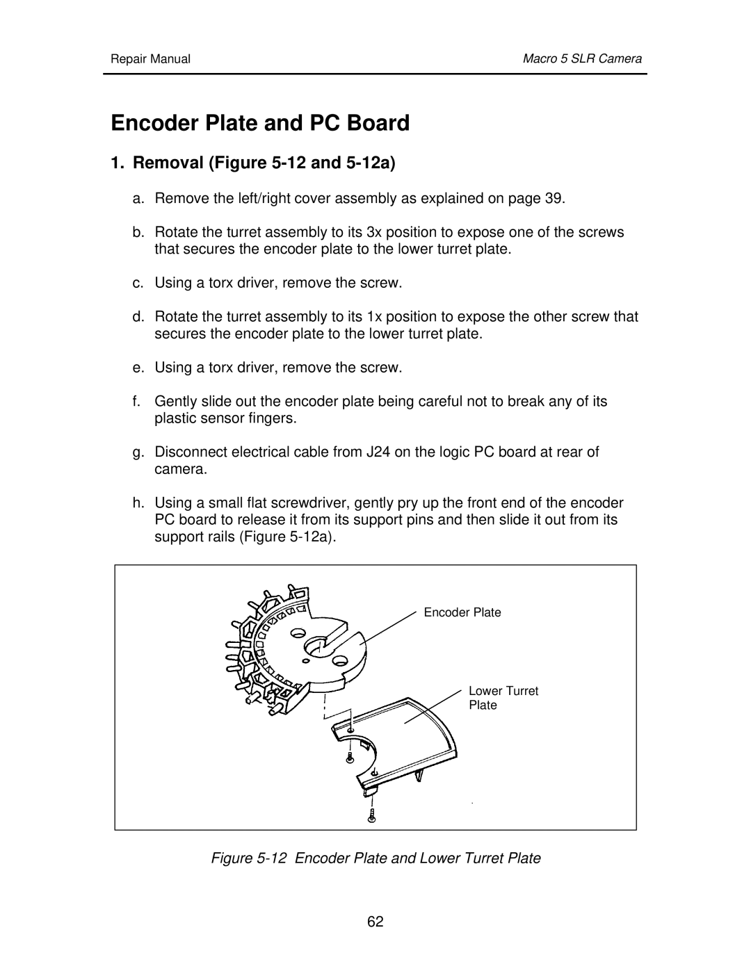 Polaroid 111523 manual Encoder Plate and PC Board, Removal -12 and 5-12a 