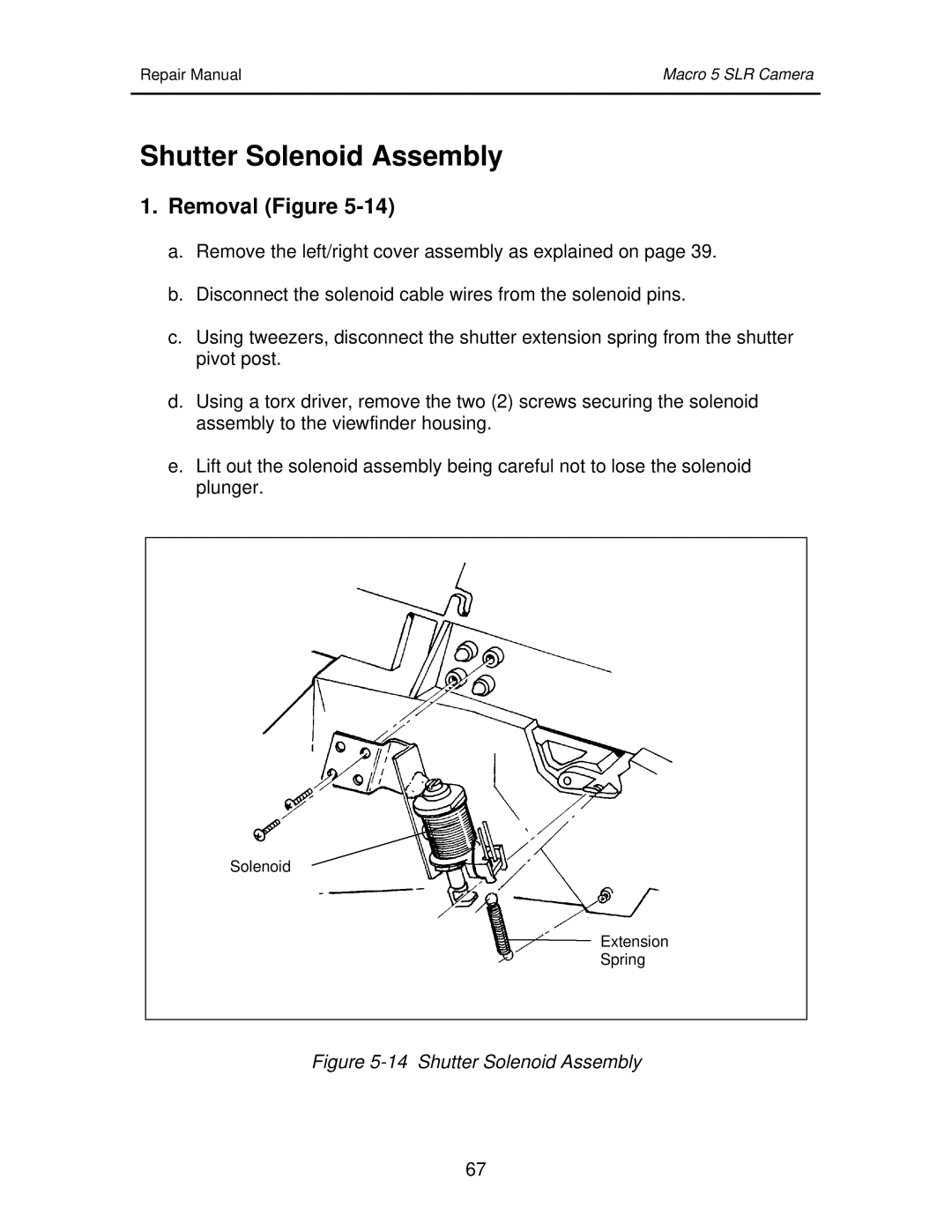 Polaroid 111523 manual Shutter Solenoid Assembly 