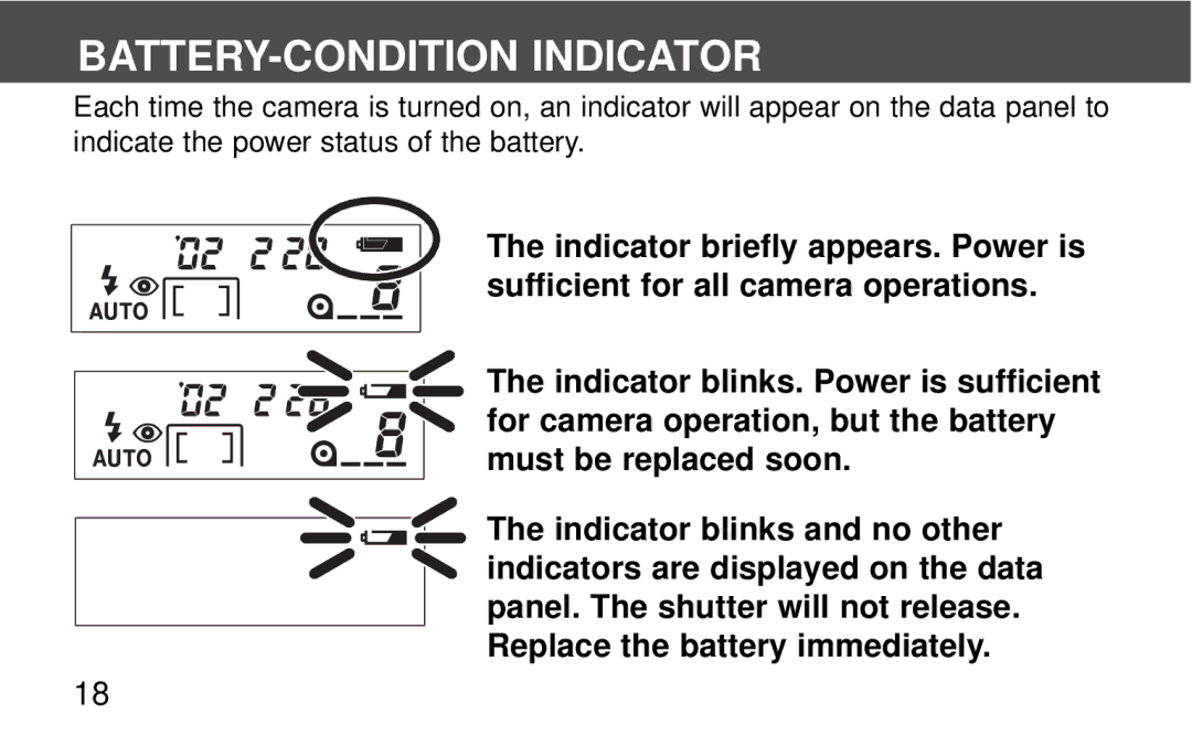 Polaroid 140, 160 instruction manual BATTERY-CONDITION Indicator 