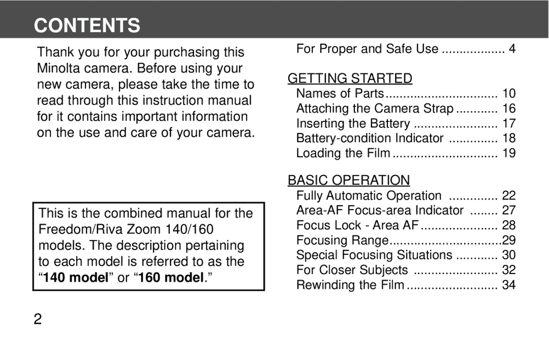 Polaroid 140, 160 instruction manual Contents 