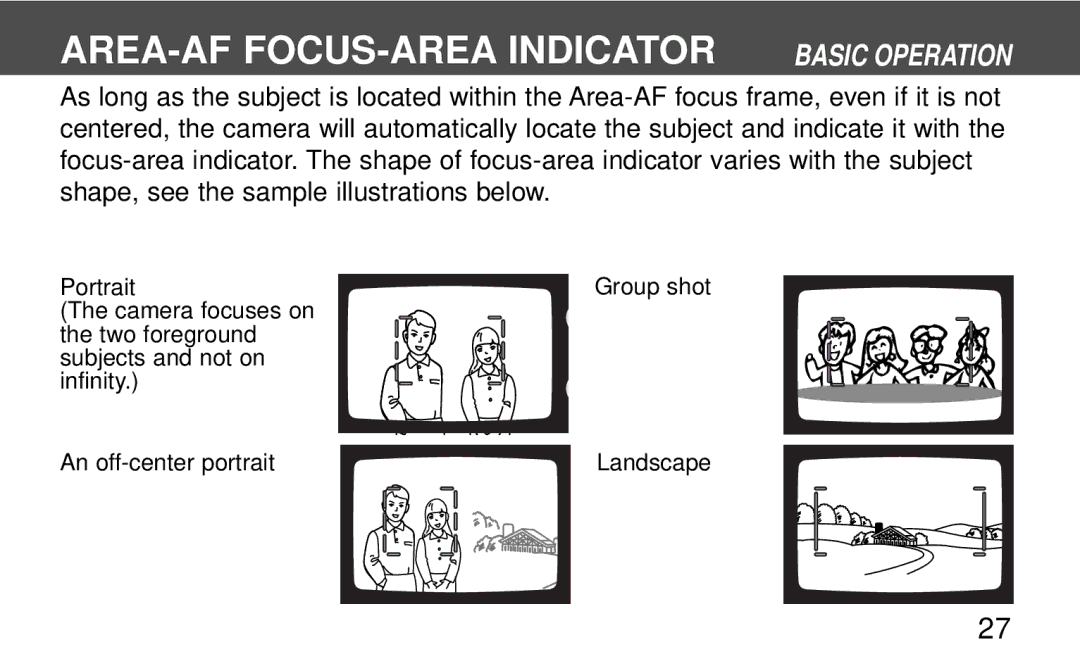 Polaroid 160, 140 instruction manual AREA-AF FOCUS-AREA Indicator Basic Operation 