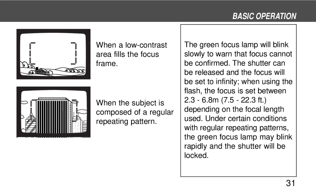 Polaroid 160, 140 instruction manual When a low-contrast area fills the focus frame 