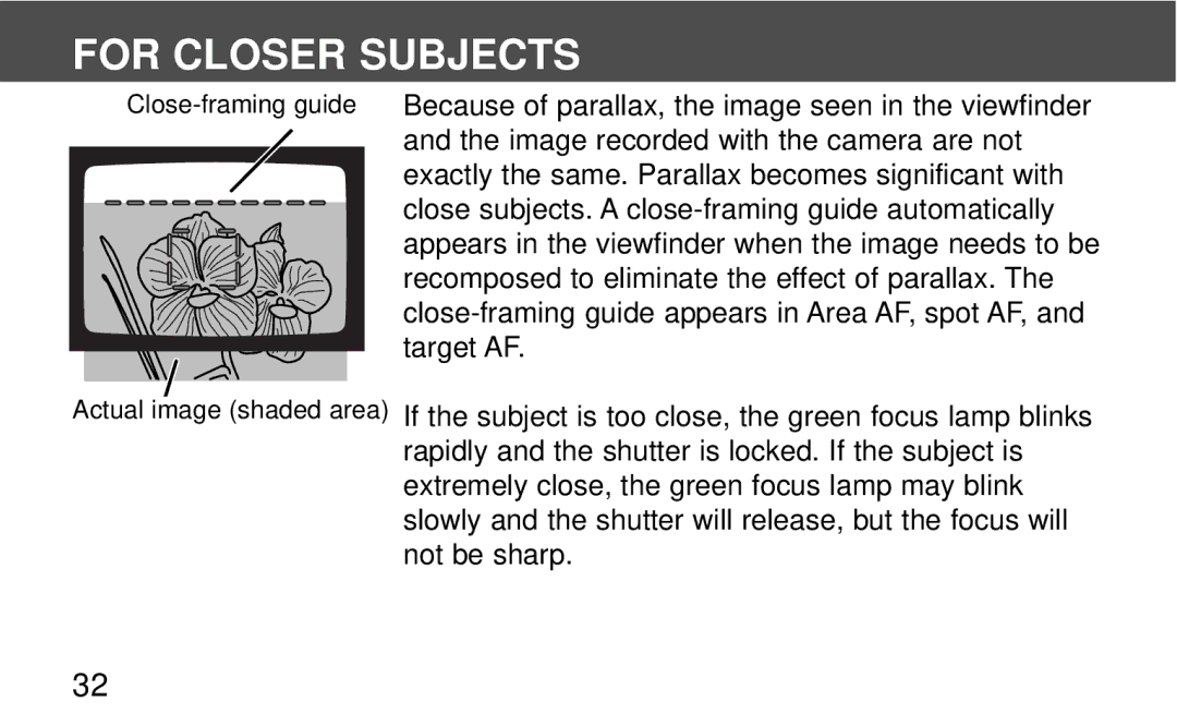 Polaroid 140, 160 instruction manual For Closer Subjects 