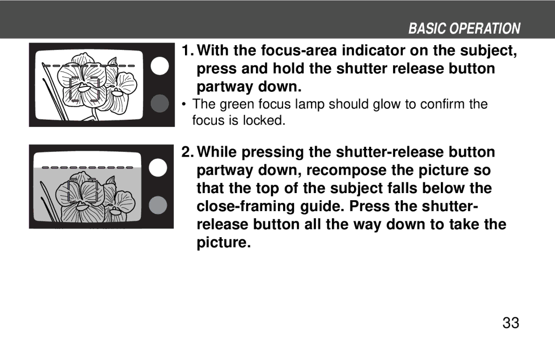 Polaroid 160, 140 instruction manual Green focus lamp should glow to confirm the focus is locked 