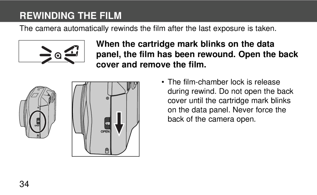 Polaroid 140, 160 instruction manual Rewinding the Film 